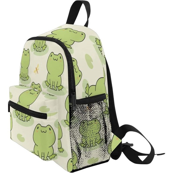Kids Backpack School Cute Frog Pattern Children Book Bag Travel Backpack Daypack - Picture 3 of 6